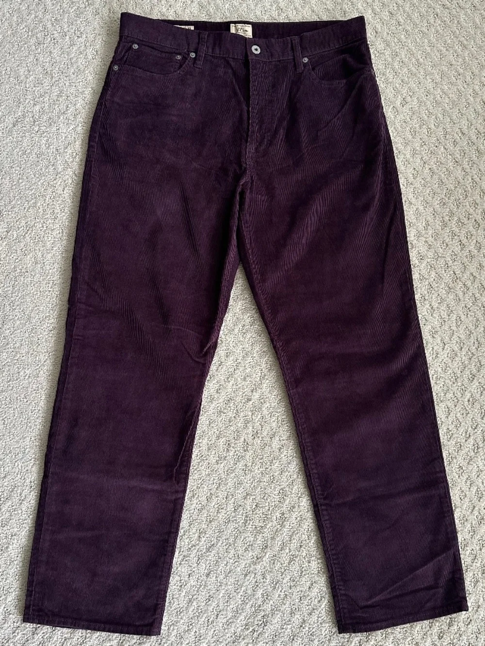 J. Crew Men's Classic Straight Leg Stretch Corduroy Pants Plum 33/30 Casual NWT